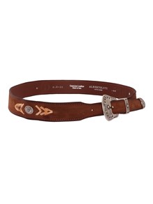 ALBERTO LUTI CINTURA WESTERN IN SUEDE CON INSERTI IN PELLE E BORCHIE