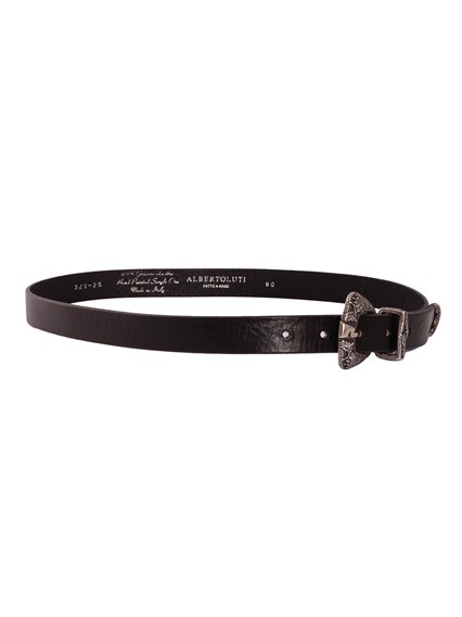ALBERTO LUTI Garment-dyed western belt with laser-cut detailing