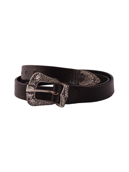 ALBERTO LUTI Garment-dyed western belt with laser-cut detailing
