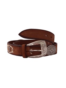 ALBERTO LUTI Suede belt with wool appliqu�s and studs