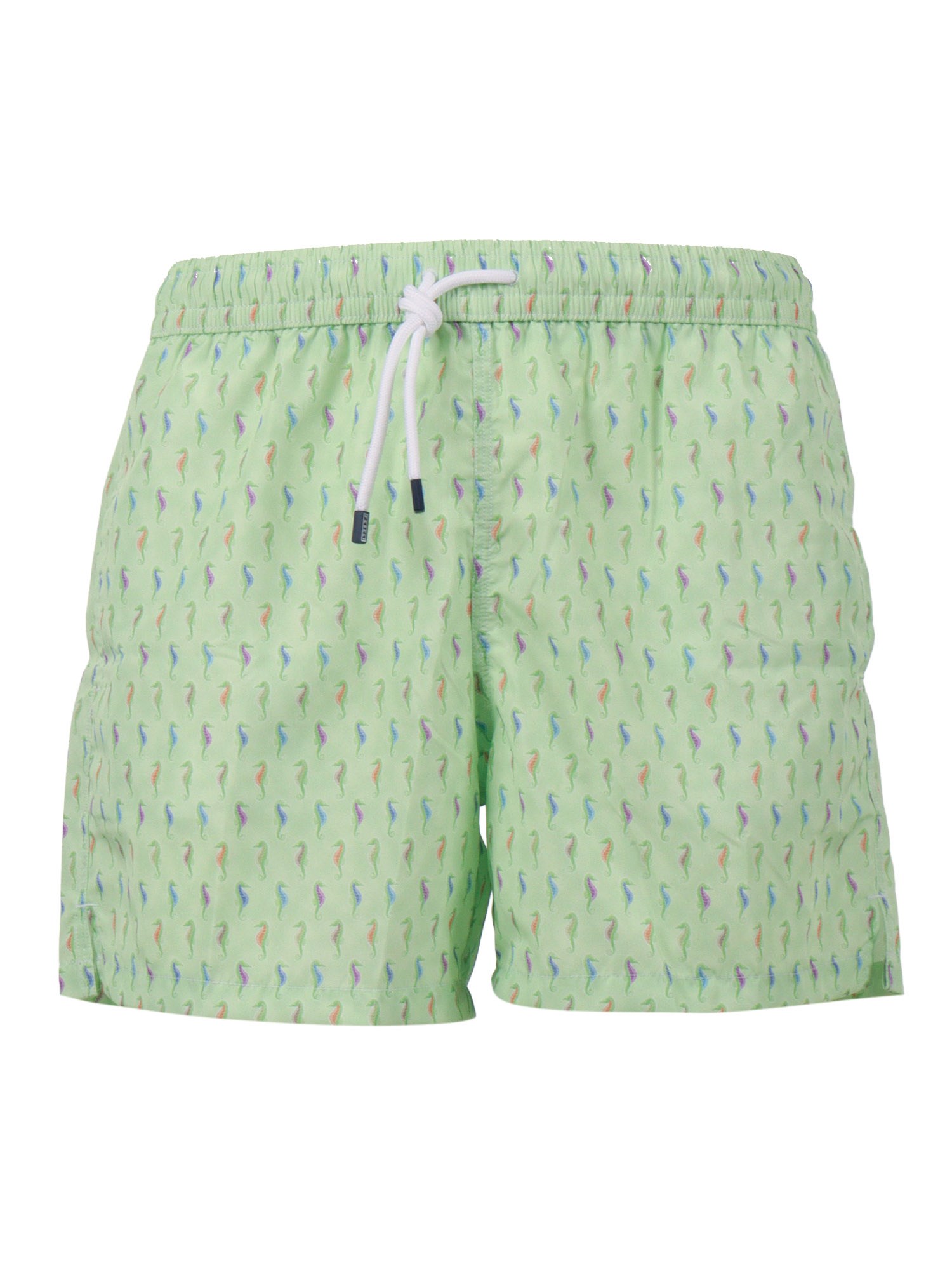 Fedeli Seahorse Pattern Drawstring Swim Shorts In Green