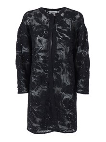 Kangra Cashmere Cornely embroidery duster with sequins.