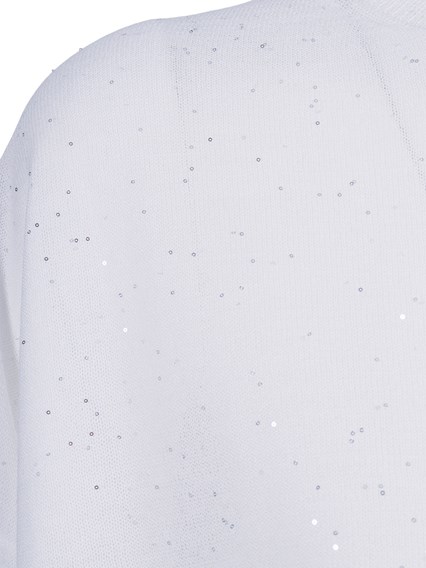 Kangra Cashmere Long-sleeved Henley top with micro-sequins.
