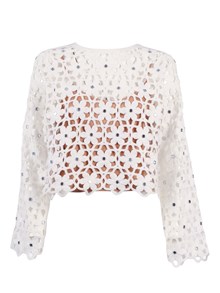 Michael Kors FAUX CROCHET LS TOP