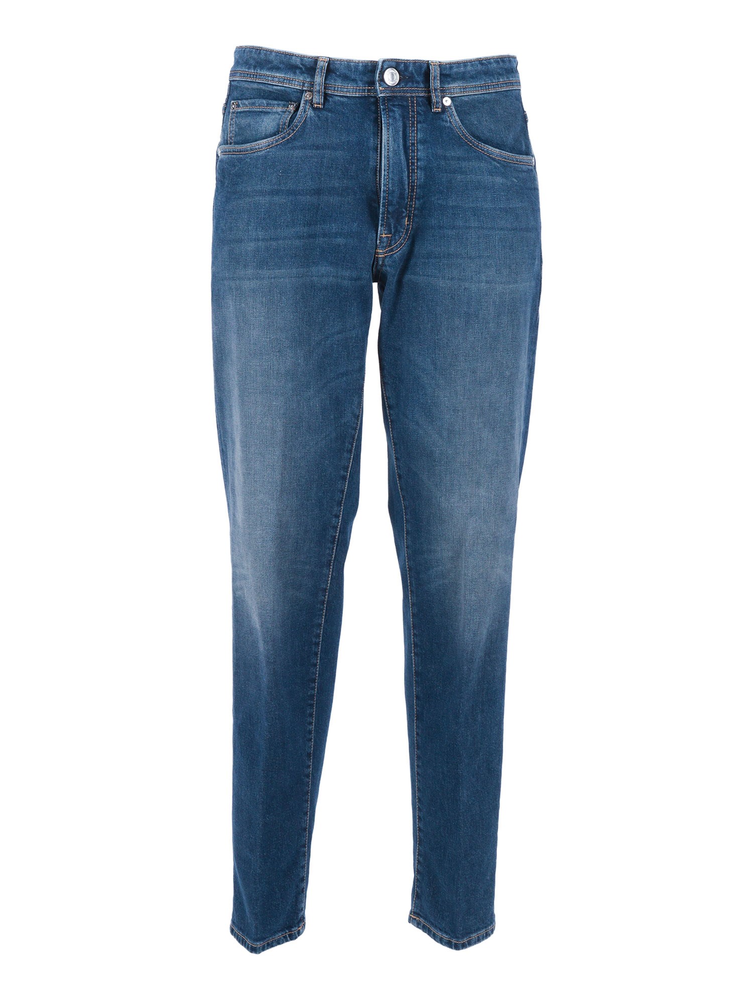 Peserico Medium Blue Five Pocket Jeans In Multi