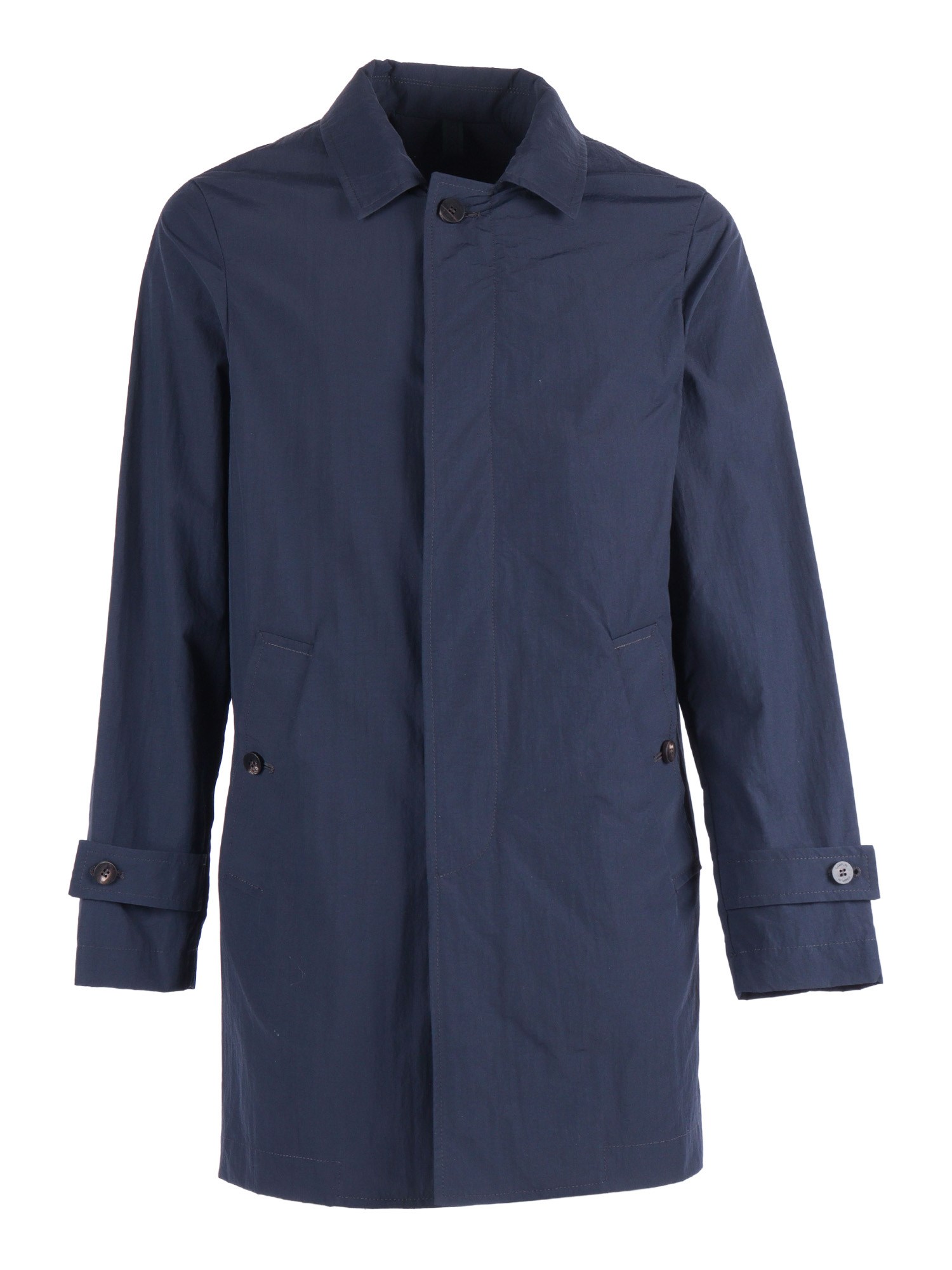 Camplin Rain Button-up Coat In Blue