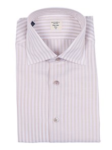 Mazzarelli SLIM FIT LINEN AND COTTON STRIPED SHIRT
