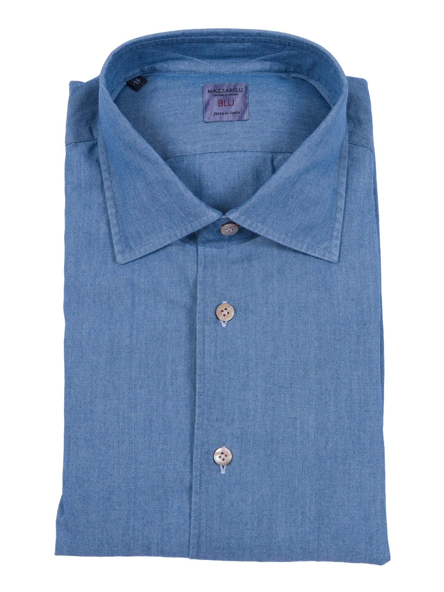 Mazzarelli Camicia In Cotone Denim Slim Fit In Multi