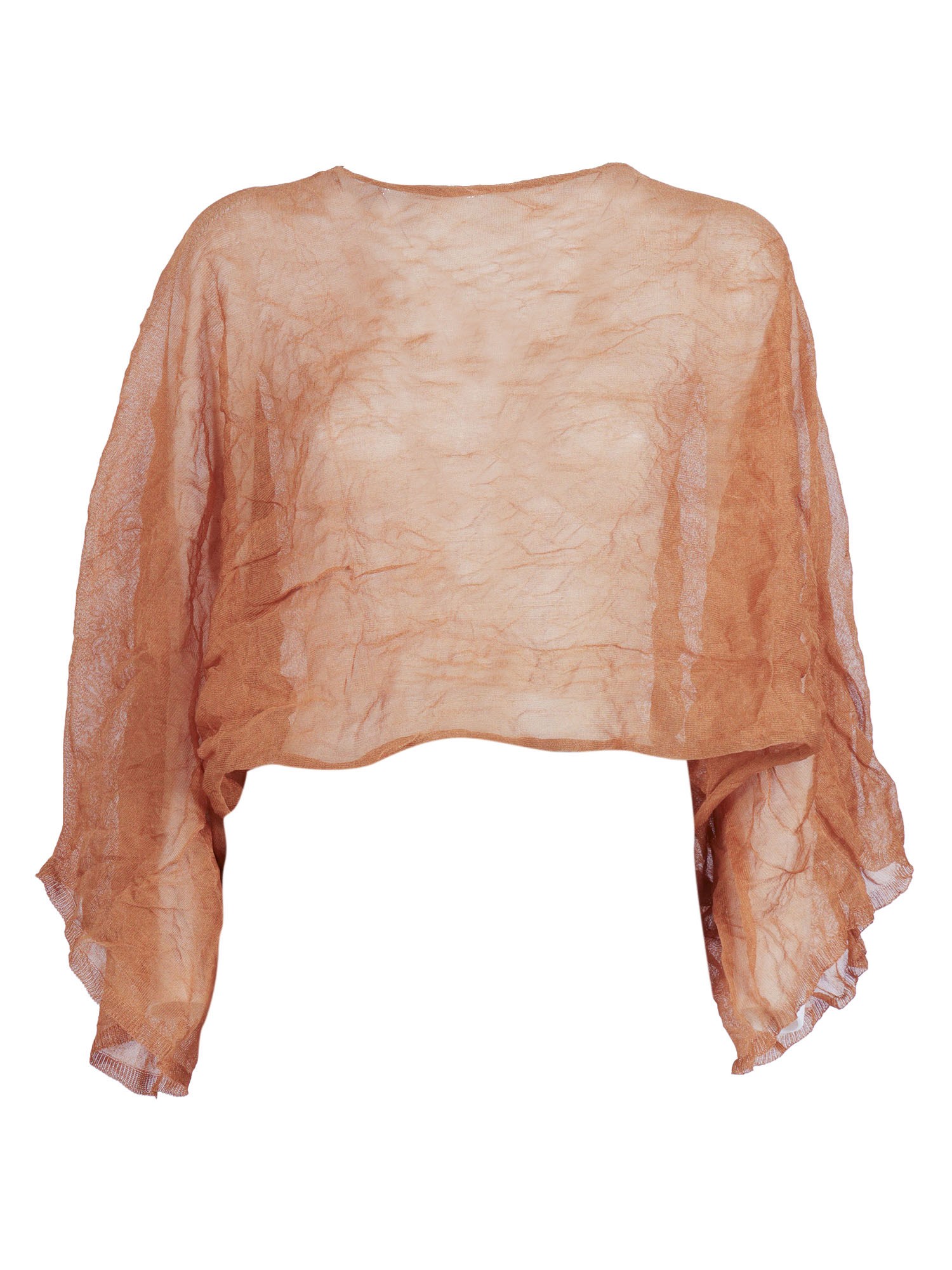 Antonelli Neutrals Silk-blend Cropped Top In Multi