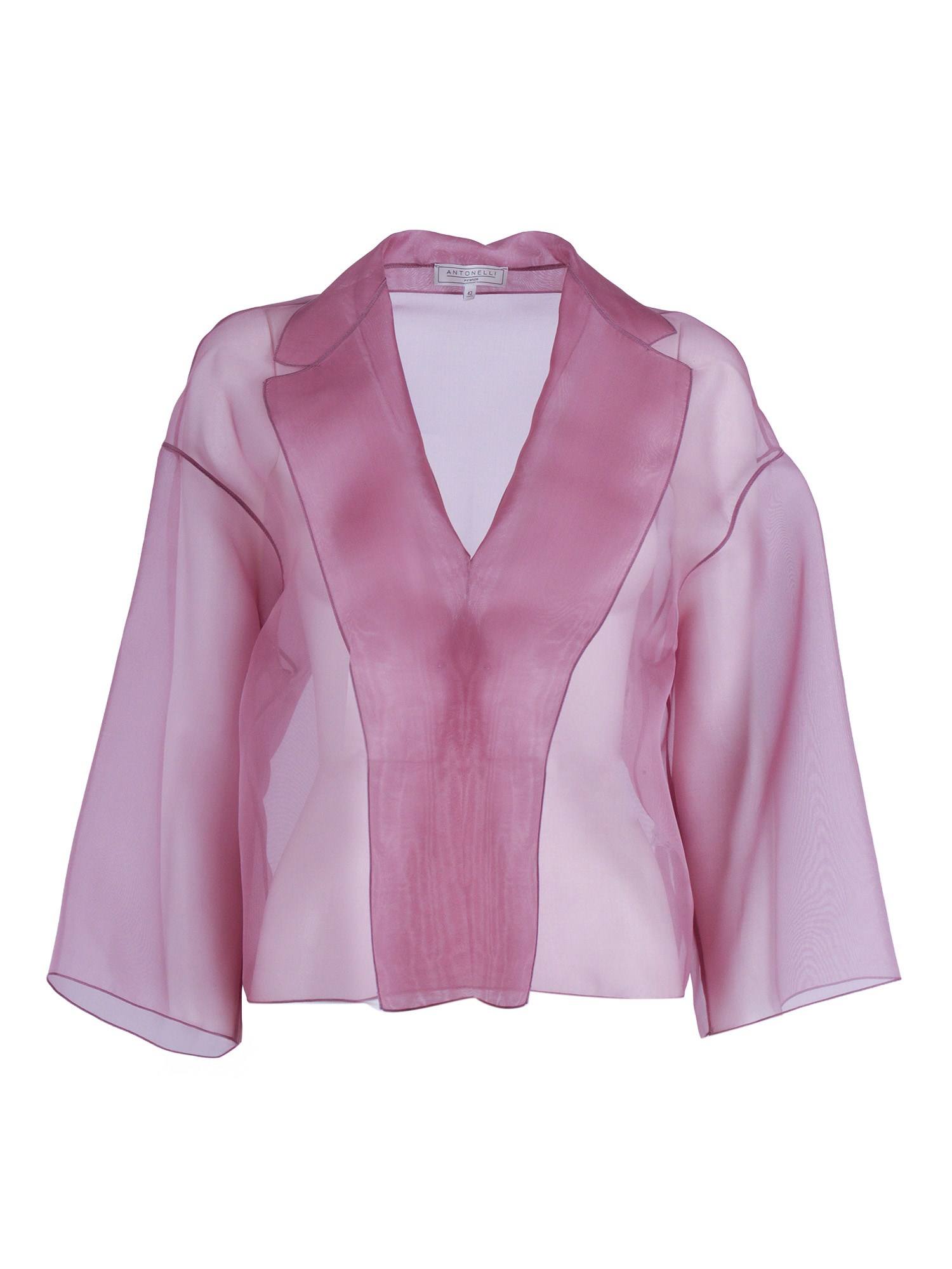 Antonelli Translucent Silk Solid Lapel Jacket In Pink