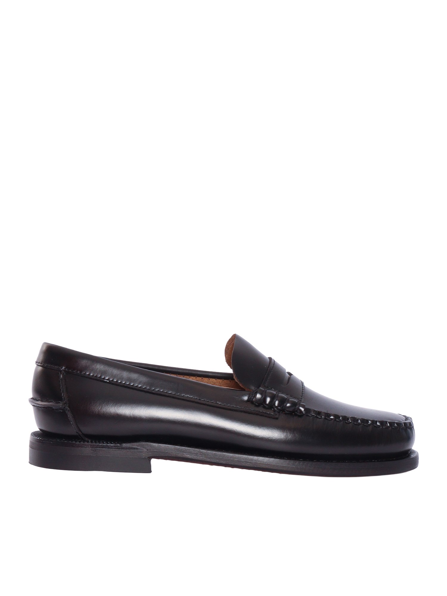 Sebago Classic Dan Almond-toe Full-grain Brushed Leather Loafers In Black