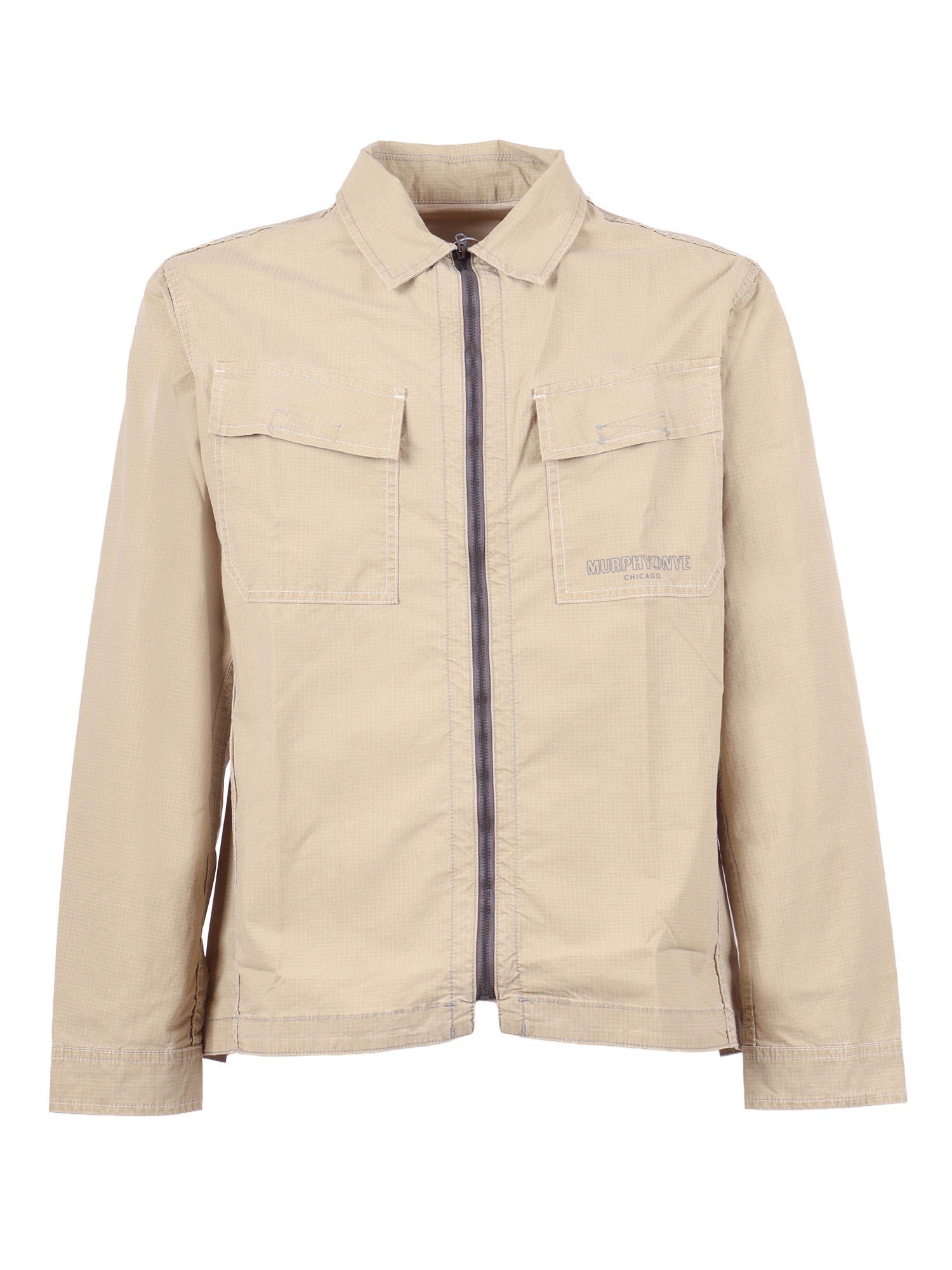 Murphy & Nye Incense Topside Textured Zipper Overshirt In Neutral