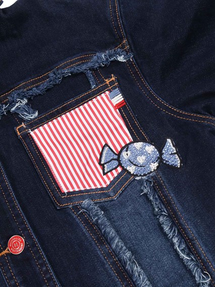 Monnalisa DENIM JACKET WITH PATCHWORK
