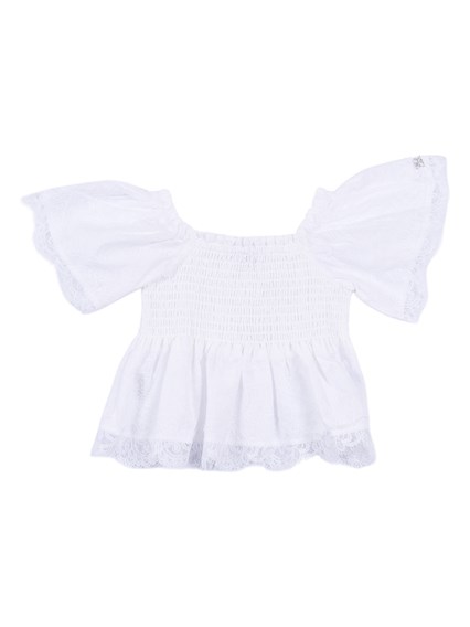 Ermanno Scervino Kids AUSTIN TOP IN EMBROIDERED MUSLIN