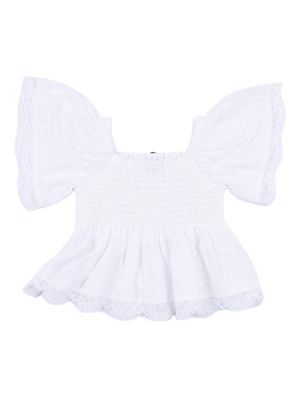 Ermanno Scervino Kids AUSTIN TOP IN EMBROIDERED MUSLIN