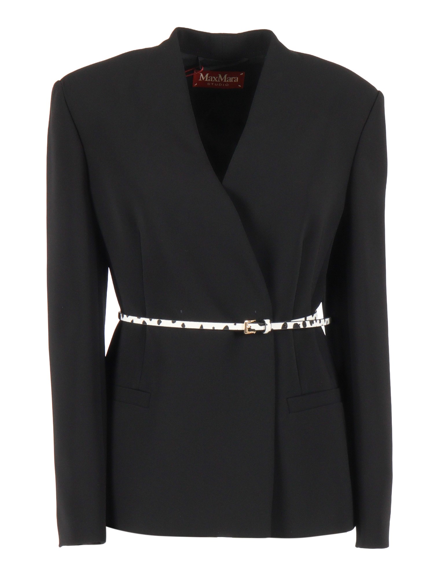 Max Mara Studio Single-breasted Blazer With Belt In Black