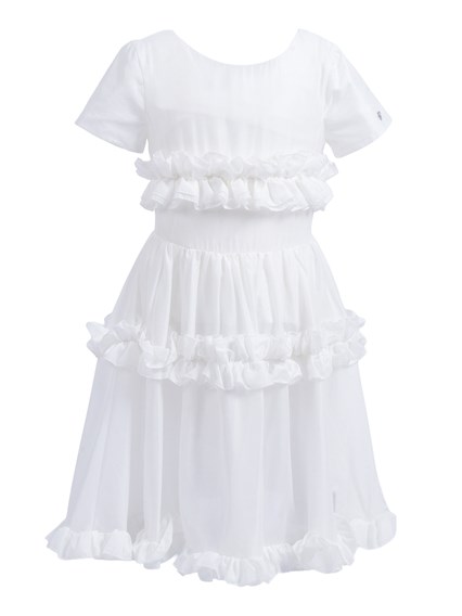 Monnalisa COTTON MUSLIN DRESS WITH ROUCHES