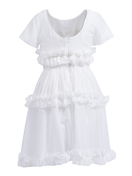 Monnalisa COTTON MUSLIN DRESS WITH ROUCHES