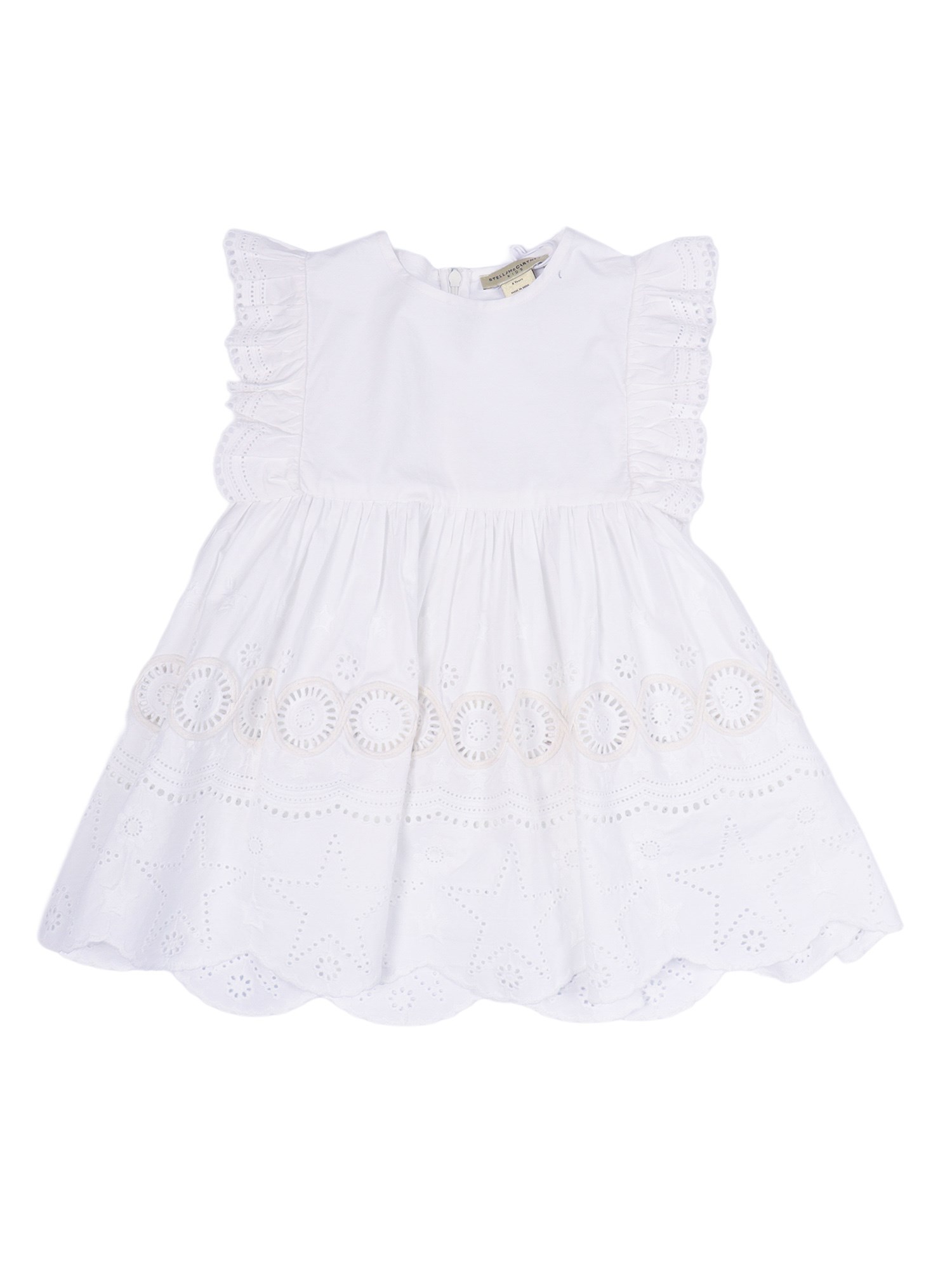 Stella Mccartney Kids Cotton Dress With Sangallo Inserts In White