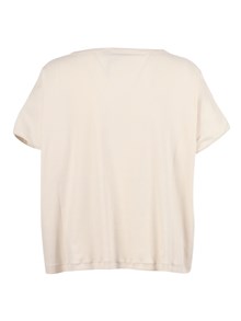 FABIANA FILIPPI RIBBED JERSEY T-SHIRT WITH KNIT DETAIL ON SHOULDER
