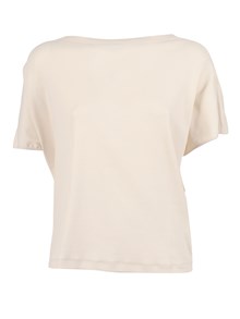 FABIANA FILIPPI RIBBED JERSEY T-SHIRT WITH KNIT DETAIL ON SHOULDER