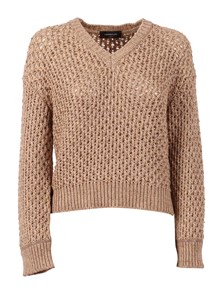 FABIANA FILIPPI MOULINE' YARN CROCHET V NECK SWEATER