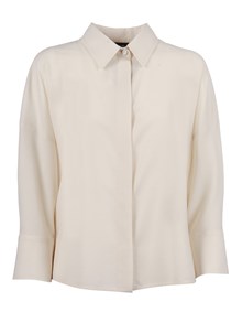 FABIANA FILIPPI BISTRETCH WOOL 3/4 SLEEVE SHIRT,TULLE AND FILO DIAMANTE