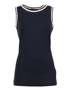 FABIANA FILIPPI RIBBED TANK TOP WITH CONTRAST KNIT TRIM