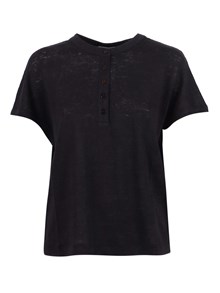 Kangra Cashmere Linen jersey Henley shirt with buttons