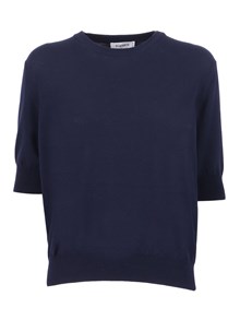 Kangra Cashmere Regular fit short-sleeved crew neck sweater in plain knit