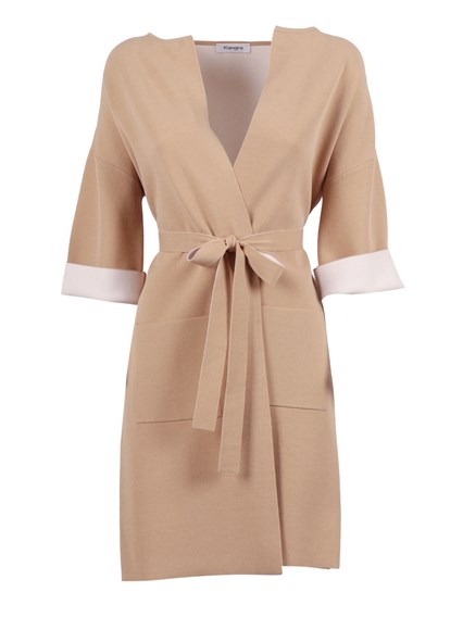 Kangra Cashmere Two-tone duster coat with belt