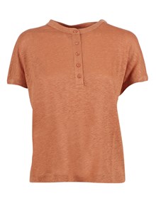 Kangra Cashmere Linen jersey Henley shirt with buttons