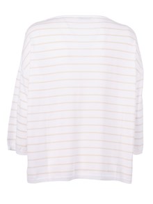 Kangra Cashmere Two-tone striped boat neck sweater with elbow-length sleeves