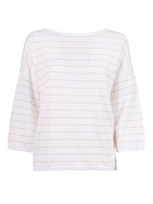 Kangra Cashmere Two-tone striped boat neck sweater with elbow-length sleeves