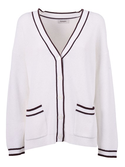Kangra Cashmere Pannocchia cardigan with contrast trim