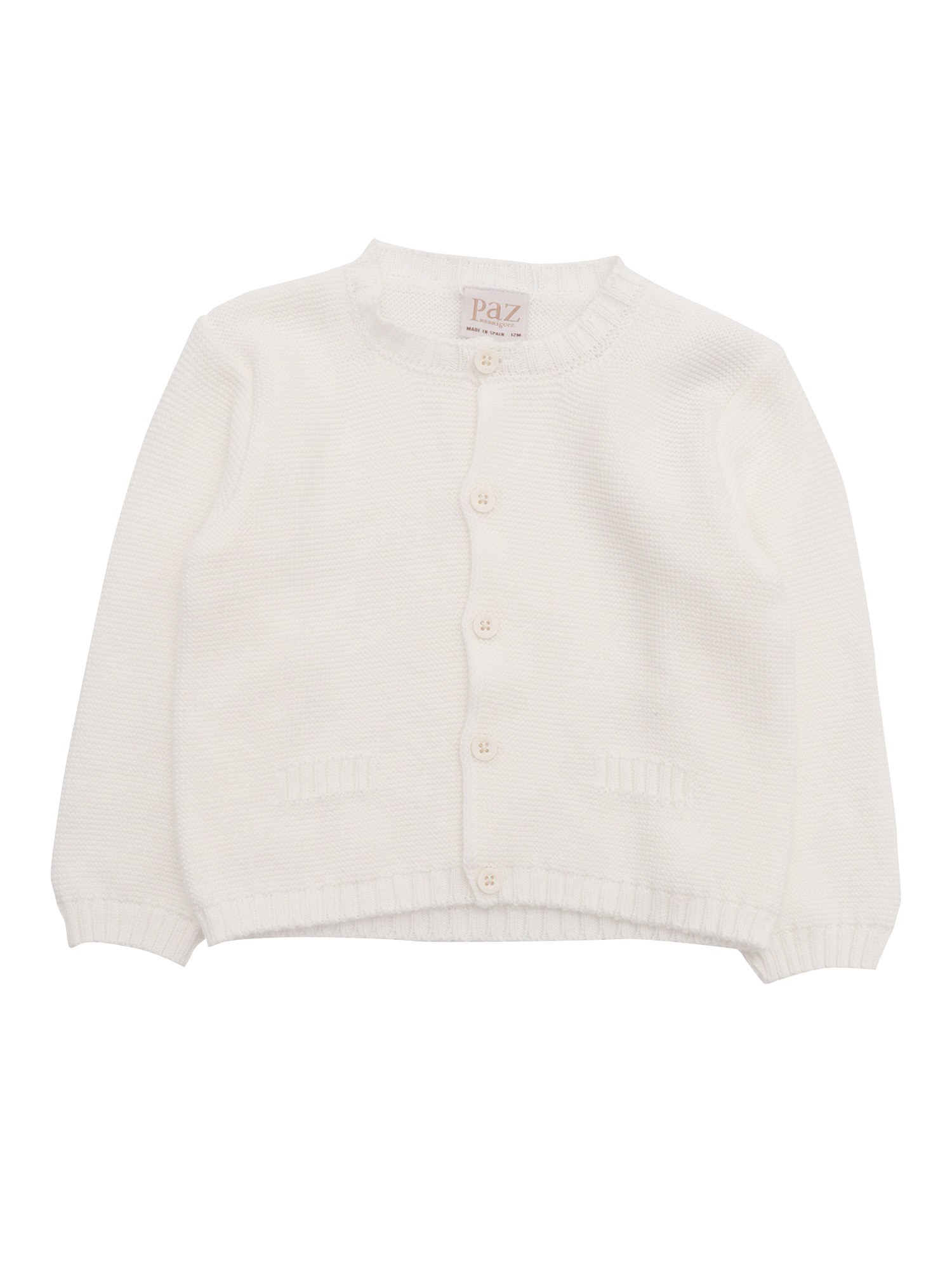 Paz Rodriguez Knit Newborn Cardigan "esencial" In White