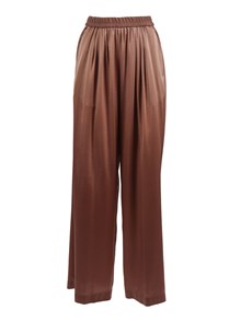 FORTE FORTE Loose elasticated trousers in shiny stretch silk satin