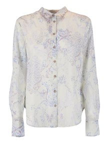 FORTE FORTE Regular cotton voile shirt with "forget-me-not" print