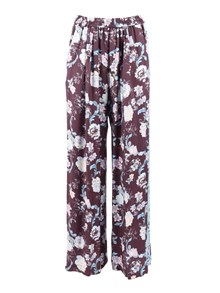 FORTE FORTE Elasticated trousers in fluid jacquard "peony my love"