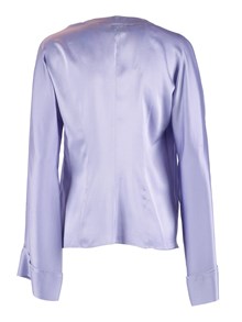 FORTE FORTE Wrap shirt in shiny stretch silk satin