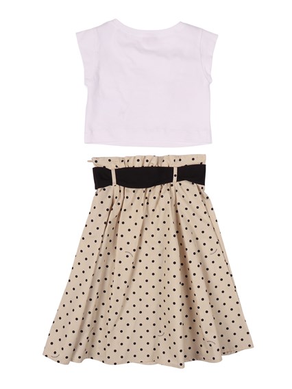 Monnalisa Polka-dot poplin skirt and top set