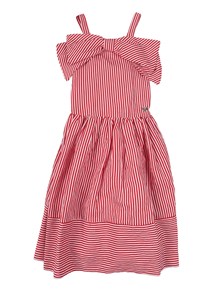 Monnalisa Striped viscose dress with bow