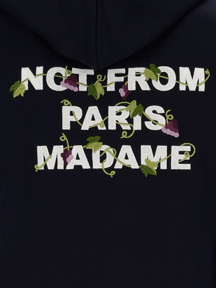 DROLE DE MONSIEUR NAVY Vine Embroidered Slogan Hoodie
