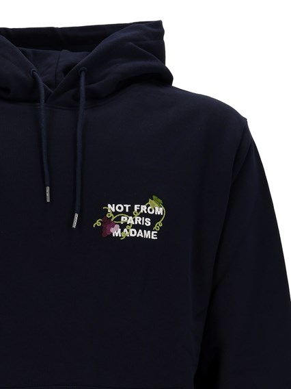 DROLE DE MONSIEUR NAVY Vine Embroidered Slogan Hoodie