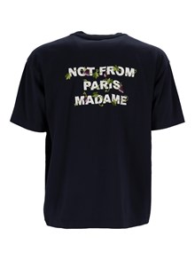 DROLE DE MONSIEUR NAVY Vine Embroidered Slogan T-shirt