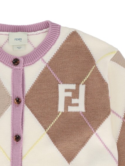 Fendi Jr FF ARGYLE KNIT CARDIGAN