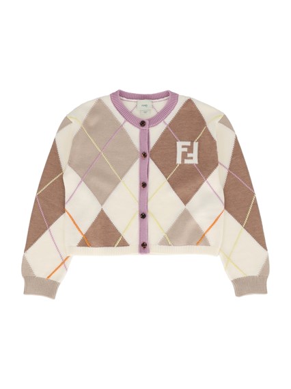Fendi Jr FF ARGYLE KNIT CARDIGAN