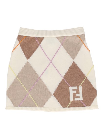 Fendi Jr FF ARGYLE KNIT SKIRT