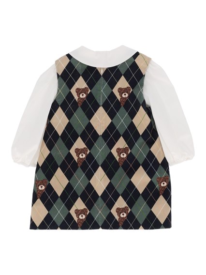 Fendi Jr ARGYLE BEAR PRINT DRESS