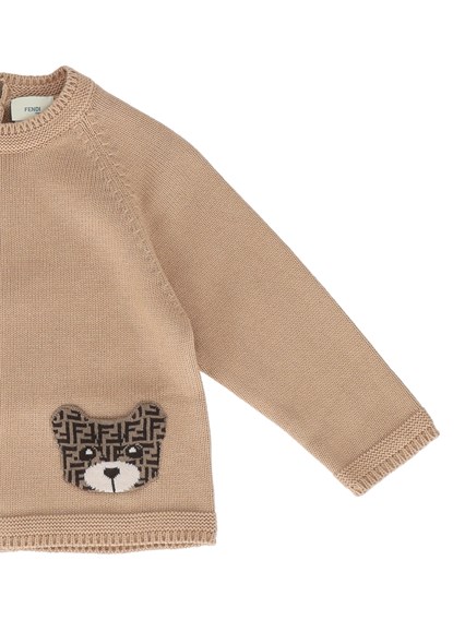 Fendi Jr WOOL BEAR KNIT CREWNECK